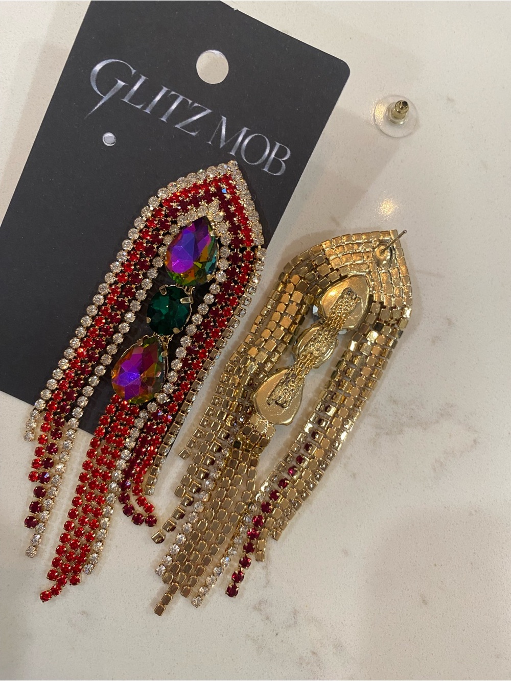 NEW Glitz Mob 🎄Christmas in July Fringe Earrings - Picture 3 of 3